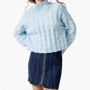 FREE PEOPLE Care FP Soul Searcher Mock Neck Textured Sweater Small